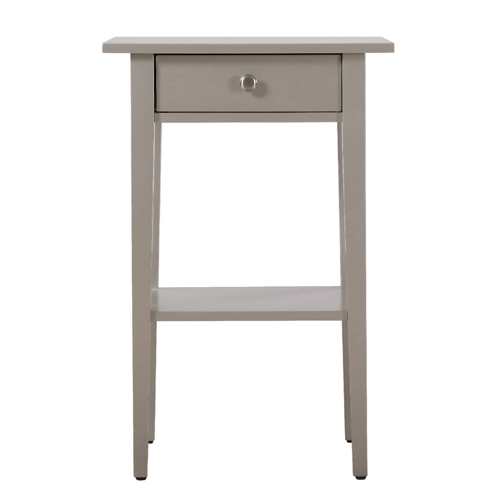 1-Drawer Wooden Nightstand with Open Shelf - 28" - Silver Champagne