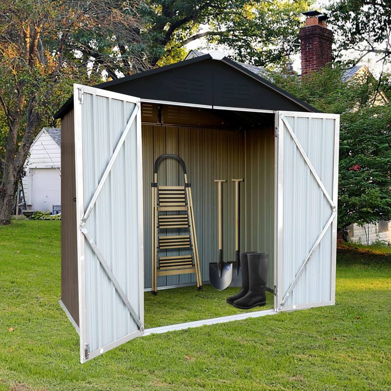Metal Outdoor Storage Sheds 4ftx6ft Apex Roof With Two Integrated Punched Vents