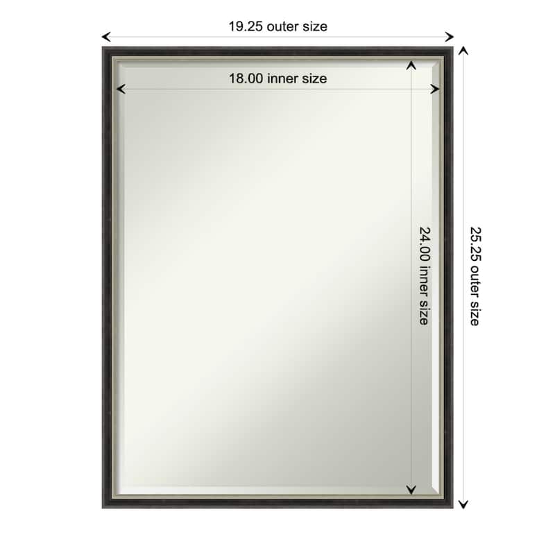 Theo Narrow Half-Inch-Bevel Wood Framed Wall Mirror - Glass Size 18x24 - Theo Black Silver Narrow