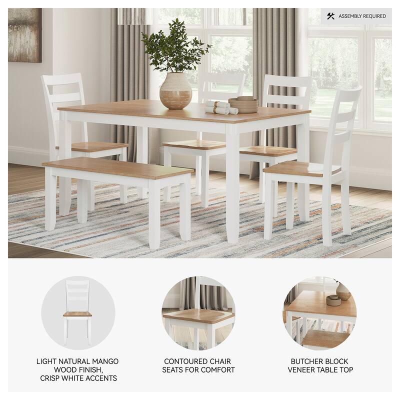 Signature Design by Ashley Gesthaven Dining Table with 4 Chairs and Bench (Set of 6)