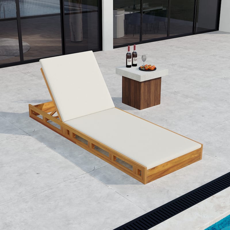 Outdoor Patio Chaise Lounge Chairs Adjustable Backrest Lounge Chairs with Water-repellent Cushions for Poolside Balcony Garden