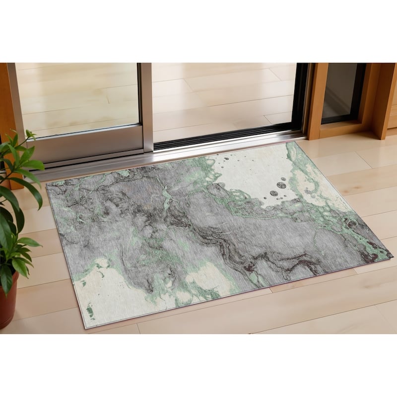 HomeRoots Abstract Transitional Rectangle Outdoor Rug - 3' x 5'