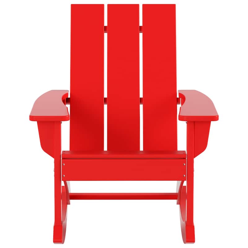 Shoreside Modern Eco-Friendly All Weather Poly Adirondack Rocking Chair with Side Table (2-Piece Set)