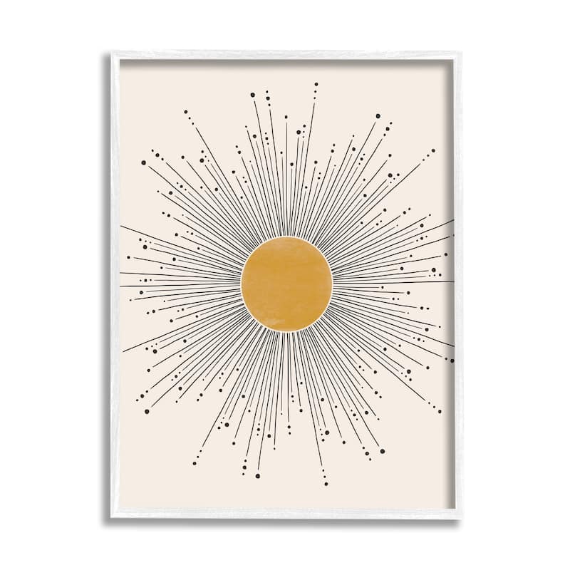 Stupell Art Deco Summer Sun Geometric Line Bursts Framed Wall Art - Yellow