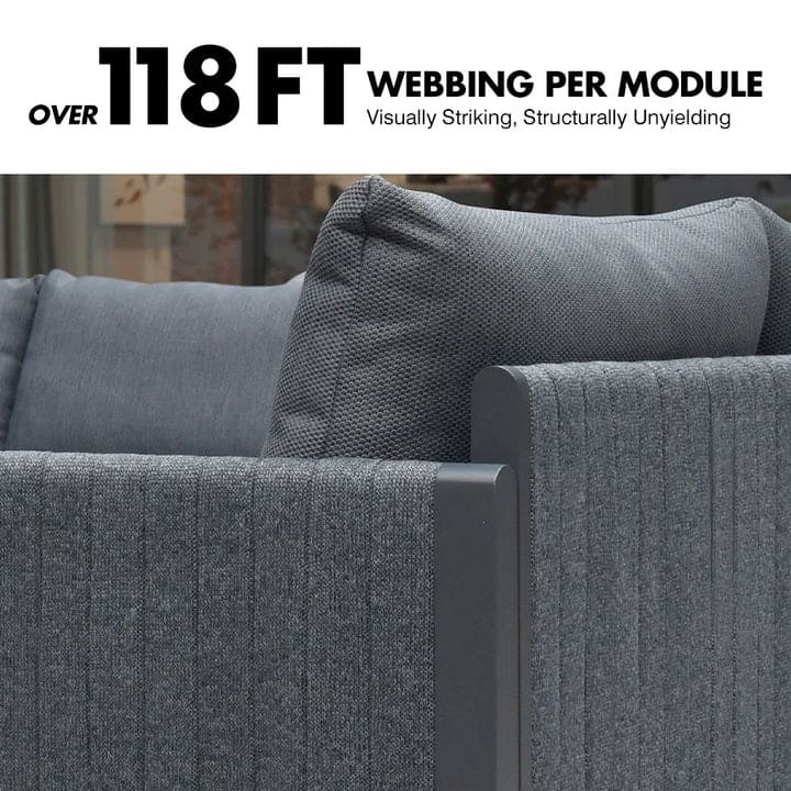 PURPLE LEAF L-shape 7 / 8 /10 Piece Grey Sofa with Ottoman and Cushion for Poolside Garden Outdoor Patio Conversation Set