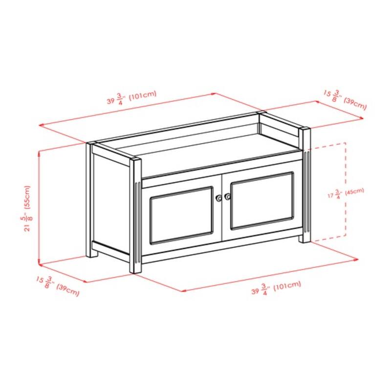 Wood Storage Hall Bench with Cabinets - 21.5" - Walnut Finish