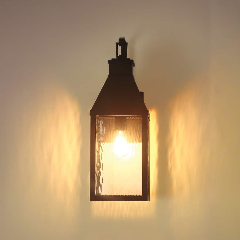 Thesis Glencrest 23-inch 1-light Textured Black Exterior Wall Sconce with Clear Water Glass