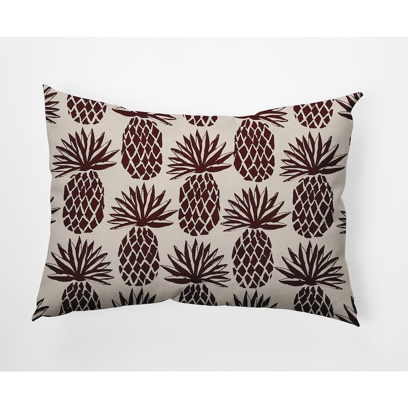 Pineapple Stripes Indoor/Outdoor Throw Pillow - 14" x 20" - Pomegranate