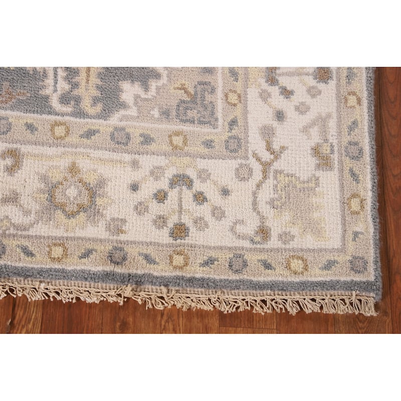 Gray Oushak Oriental Area Rug Handmade Floral Wool Carpet - 3'11" x 6'0"