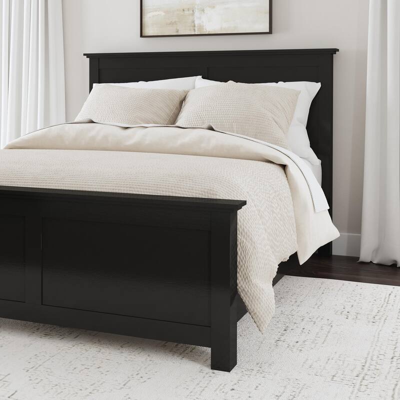 Oak Park 3-Piece Black Wood Queen Bed, Nightstand and Dresser Set by Homestyles