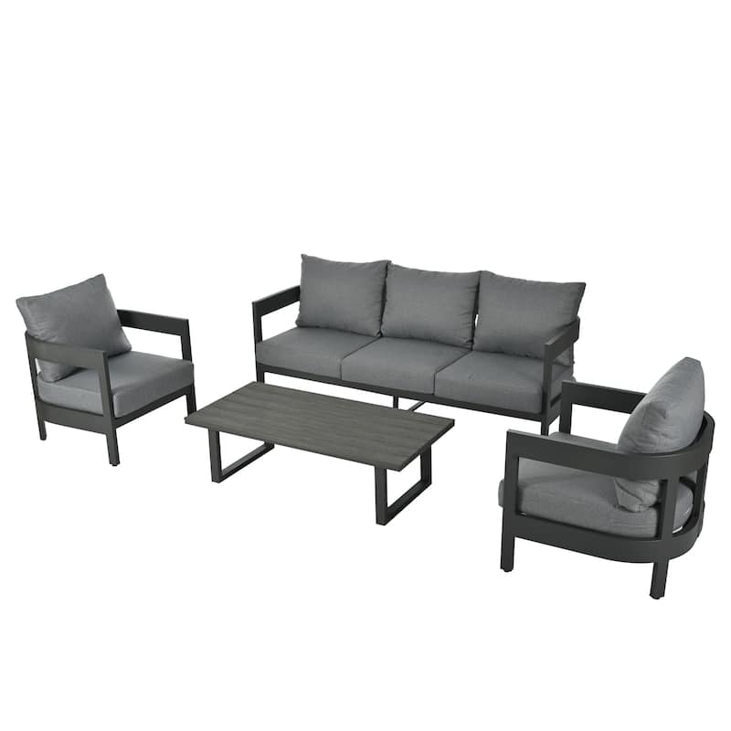 4-Piece Outdoor Seating Set with Thick Cushions