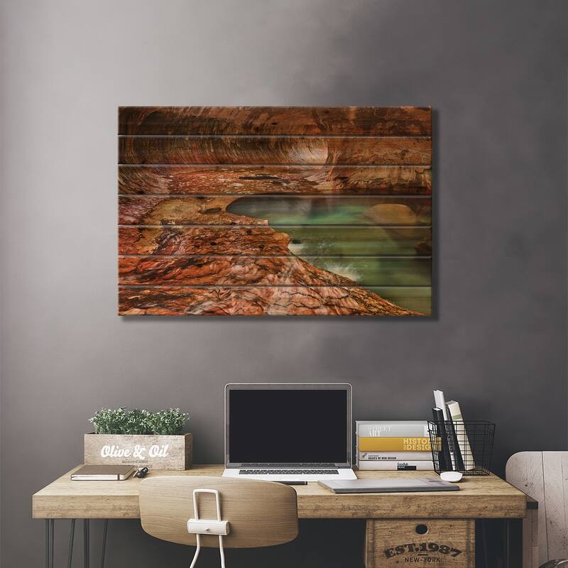 The Subway (Left Fork Of North Creek), Zion National Park, Utah, USA Print On Wood by John Ford - Multi-Color