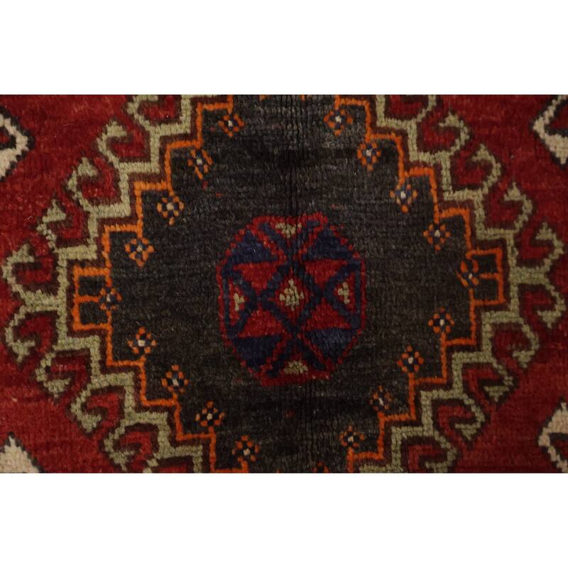 Hand Knotted Oriental 100% Wool Carpet Traditional Tribal Red Qashqai Area Rug - 9' 1'' X 4' 8''