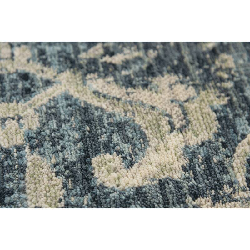 Alora Decor Intrepid Blue, Grey, and Ivory Distressed Classical Wool Rug