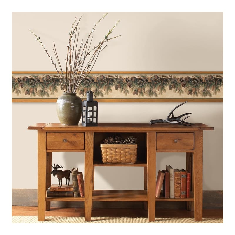 Chesapeake Pinecone Forest Multicolor Pine Border - 9 x 180 x 0.025