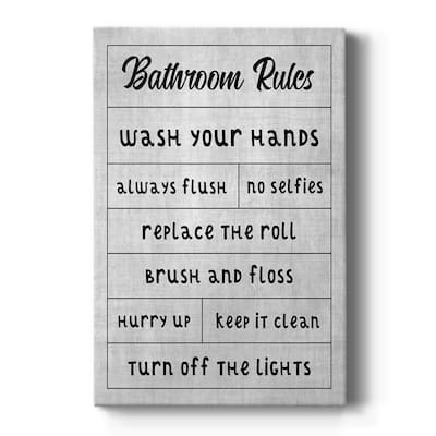 Simple Bathroom Rules Premium Gallery Wrapped Canvas - Ready to Hang