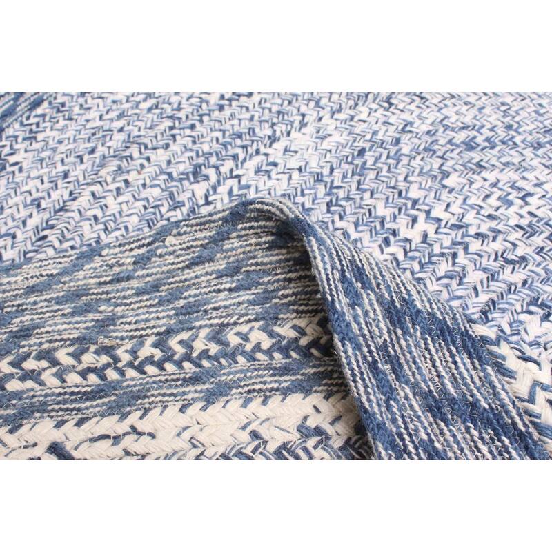ECARPETGALLERY Braid weave Sienna Blue Wool Rug - 4'10 x 4'10