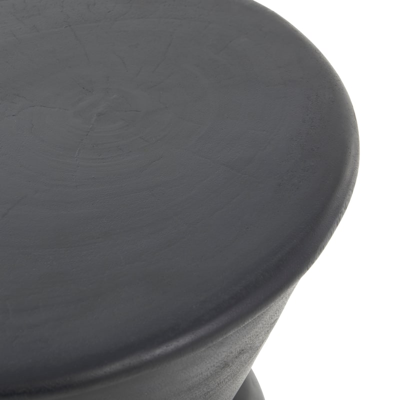 Black Wood Handmade Carved Hourglass Accent Table with 3D Ring Center