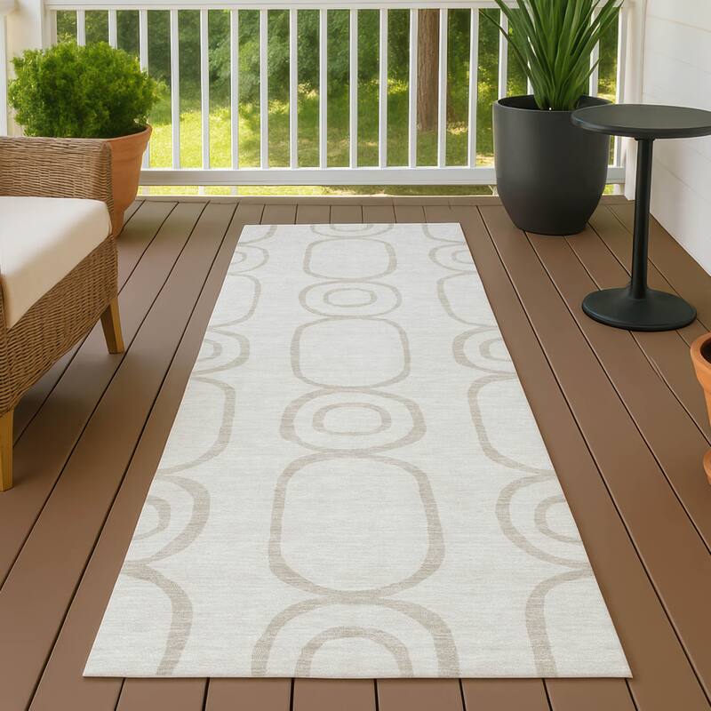 Machine Washable Indoor/ Outdoor Modern Vibe Chantille Rug - Ivory - 2'3" x 7'6"
