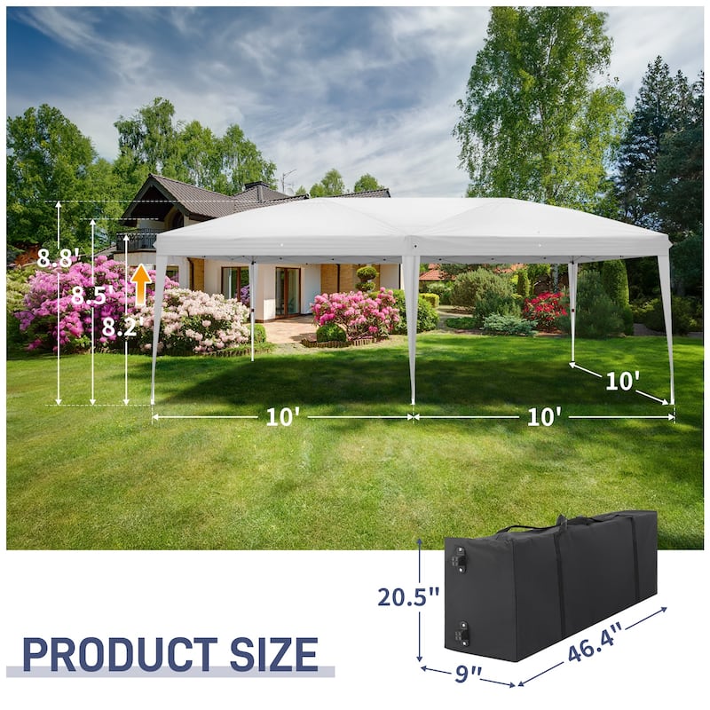 Large Waterproof Outdoor Event Tent 20x10 ft with Windows and Doors Heavy Duty Steel Frame Canopy for Parties Camping