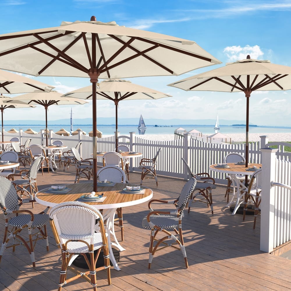 California Umbrella 9-ft. Round Marenti Wood-framed Olefin Patio Umbrella (No Base)