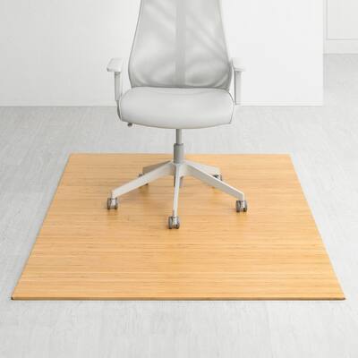 Jani Eco Bamboo Deluxe Rectangular Natural Chair Mat - (72 x 48), Durable and Eco-Friendly Chair Mat