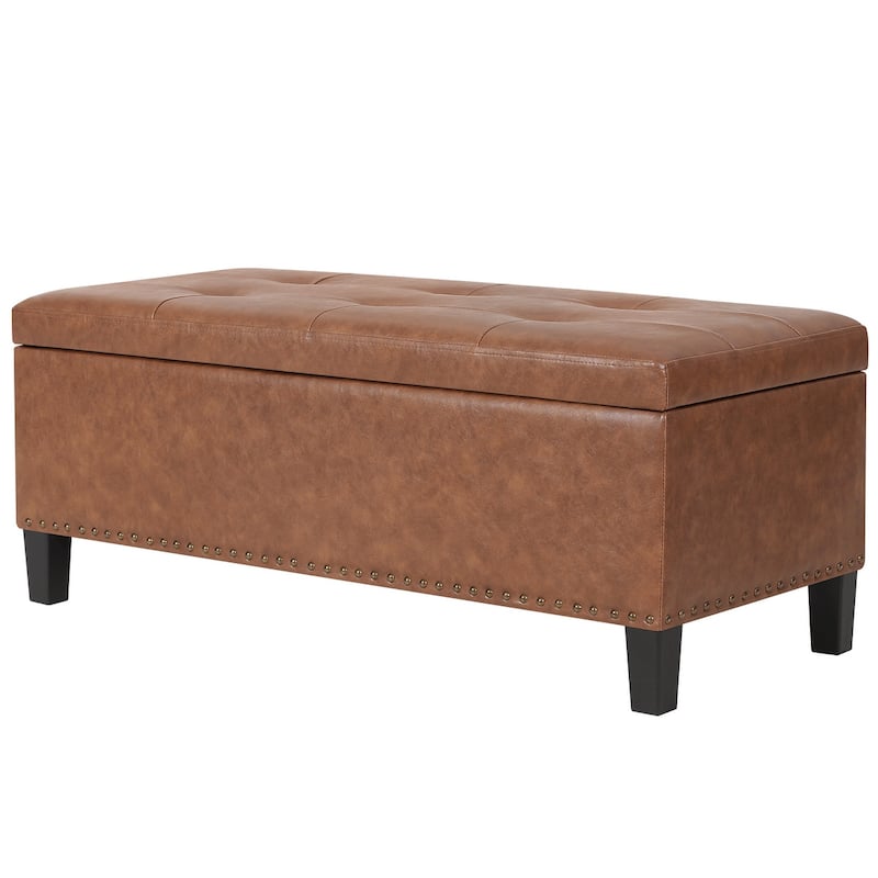 Adeco Storage Ottoman 41" Tufted Bench for Living Room Bedroom