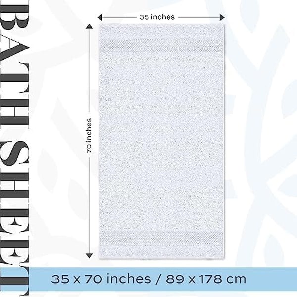 dimension image slide 1 of 19, White Classic Luxury Cotton Oversized Bath Sheet 35x70 - Set of 2