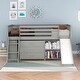 preview thumbnail 7 of 7, Gray Twin Pine Low Loft Bed with Bookcases, Drawers, Convertible Ladder, Slide