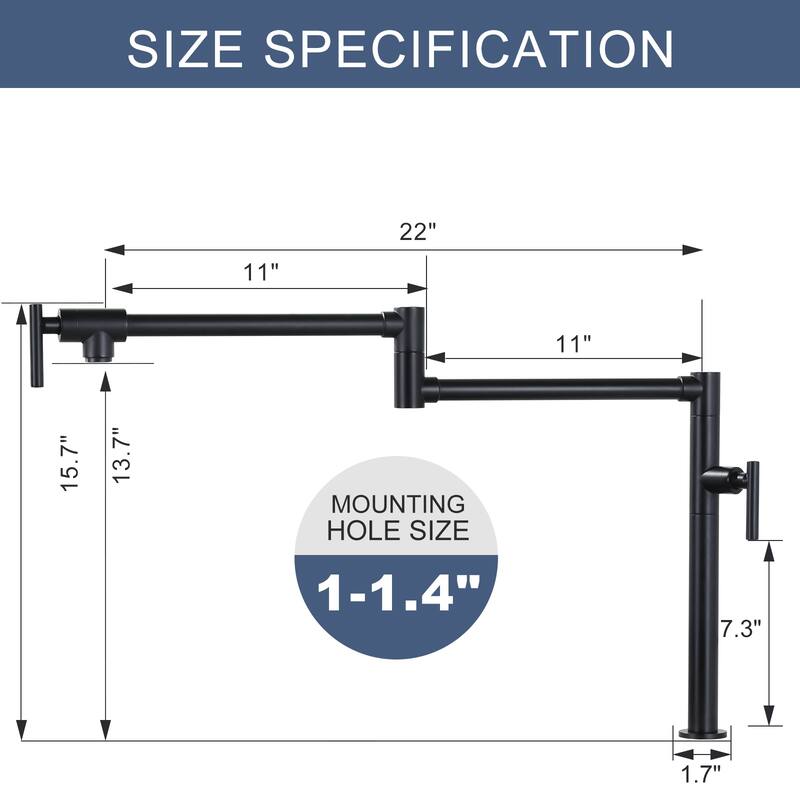 WOWOW Deck Mount Double Handle Pot Filler Faucet
