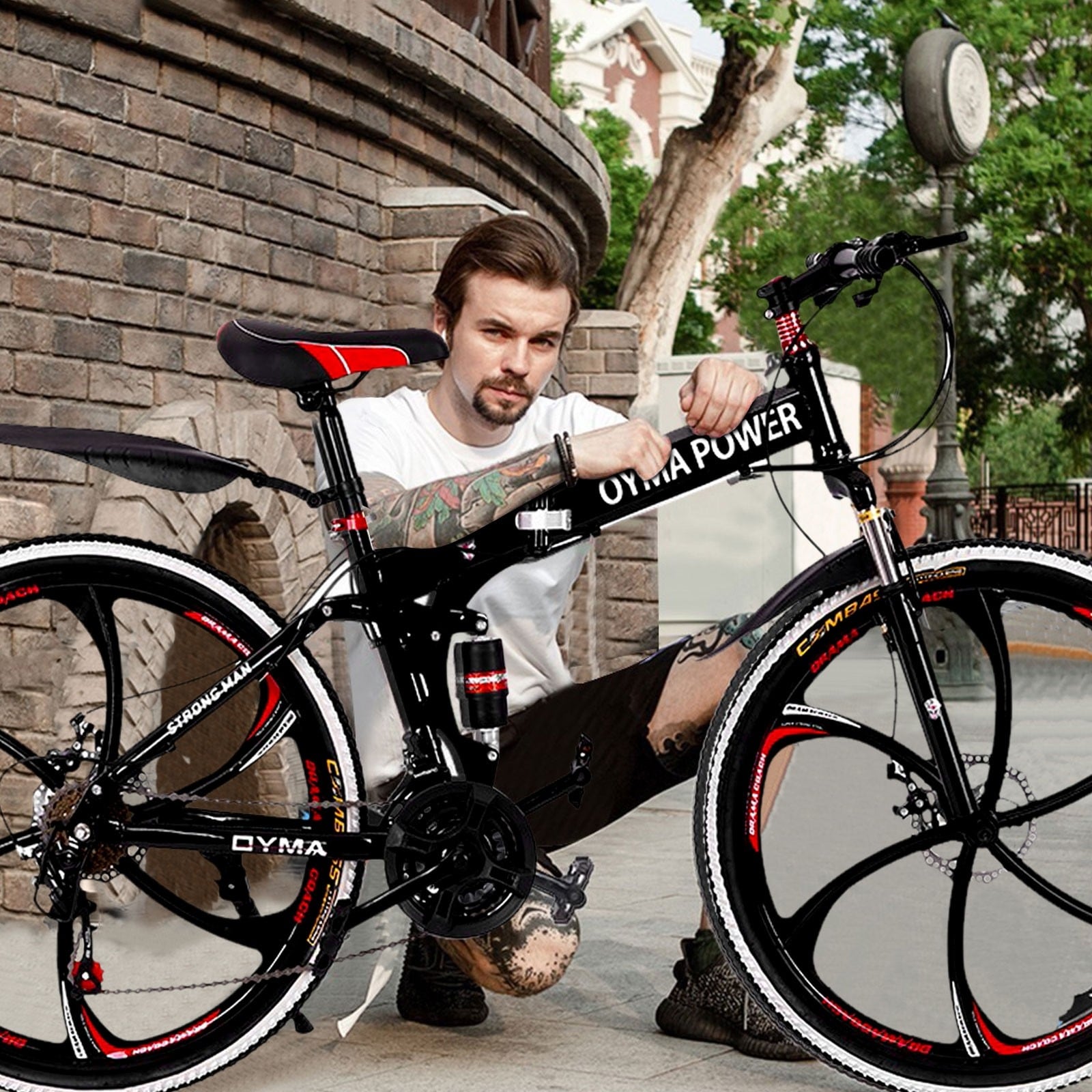 26 inch Folding Mountain Bikes with 21 Speed Non Slip Adults