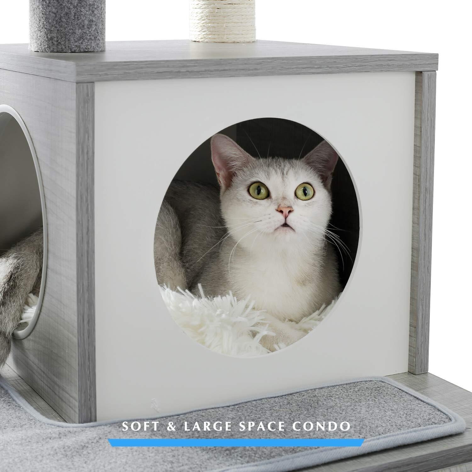 cat tower grey