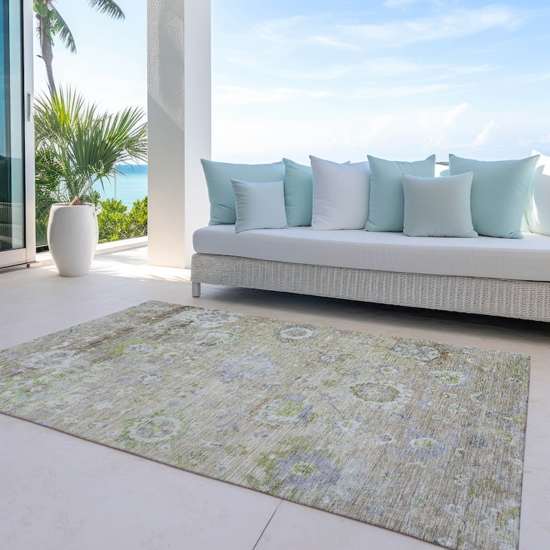 Machine Washable Indoor/ Outdoor Vintage Traditional Chantille Rug