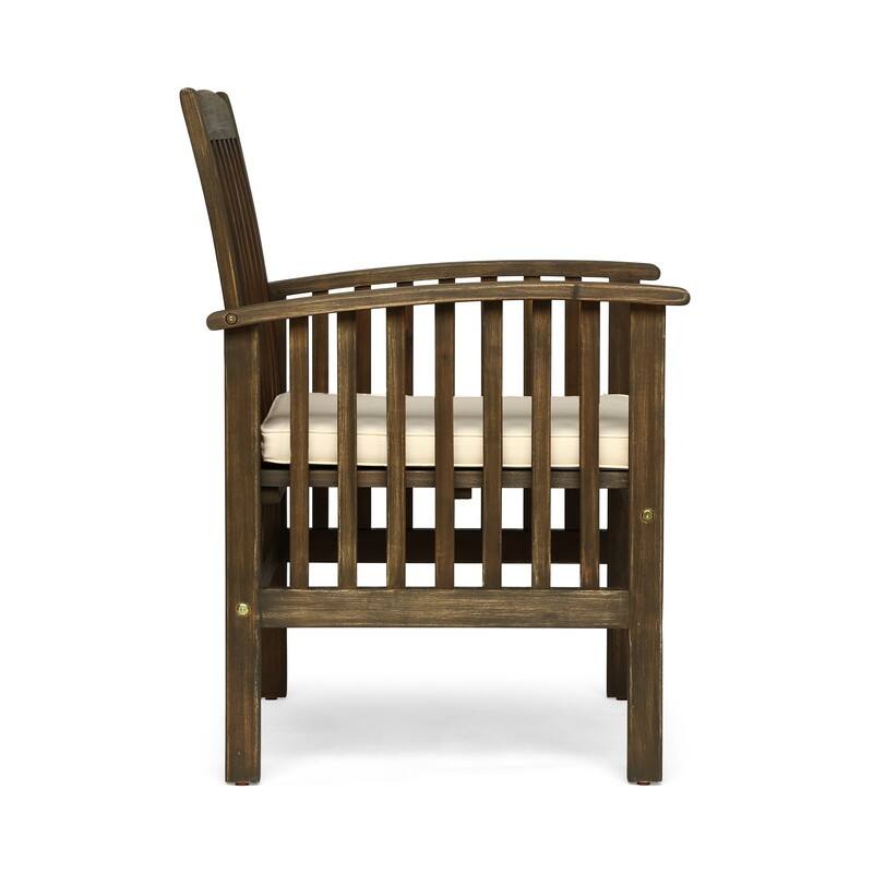 2-Piece Acacia Wood Dining Chair Set with Water-Resistant Cushions