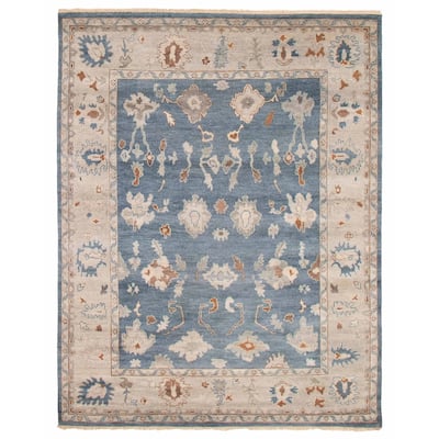 ECARPETGALLERY Hand-knotted Modern Oushak Dark Blue Wool Rug - 8'0 x 10'4