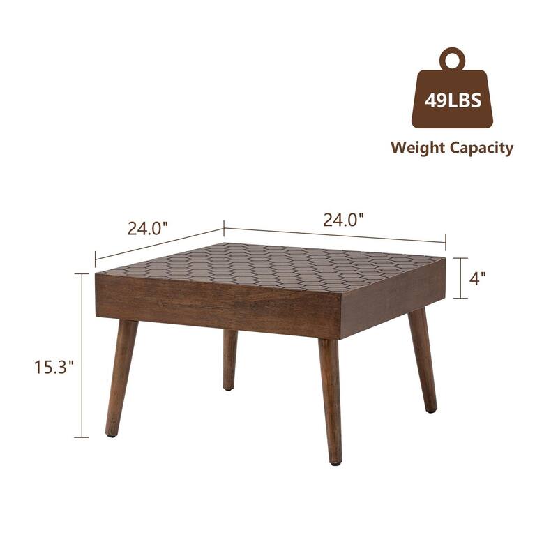 SUNBURY Farmhouse Brown Solid Wood Coffee Table for Living Room