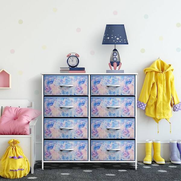 Dresser with 8 Drawers - Furniture Storage Chest Tower Unit - Steel Frame,  Wood Top, Easy Pull Fabric Bins (8-Drawer, Blue) - Bed Bath & Beyond -  35897735