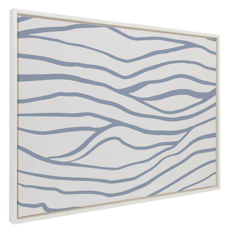 Kate and Laurel Sylvie Simple Elegant Coastal Waves Framed Canvas by The Creative Bunch Studio - 28x38 - White