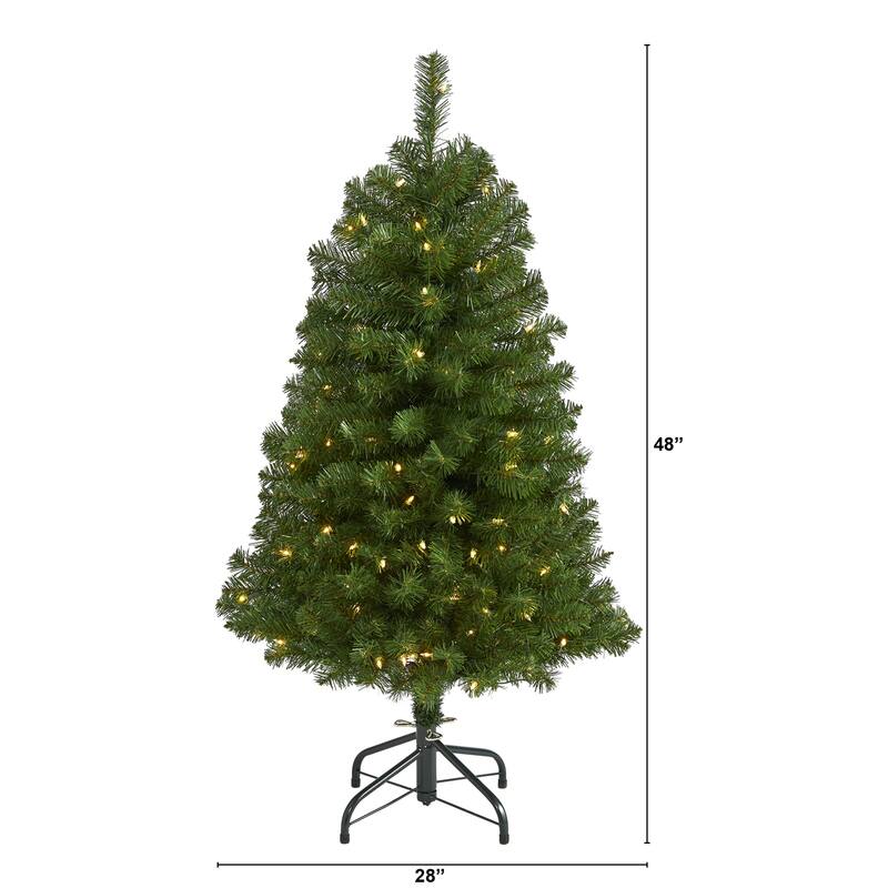 4ft. Fir Artificial Christmas Tree with 100 Clear Lights and 223 Branches - Petite Holiday X-Mas Decoration