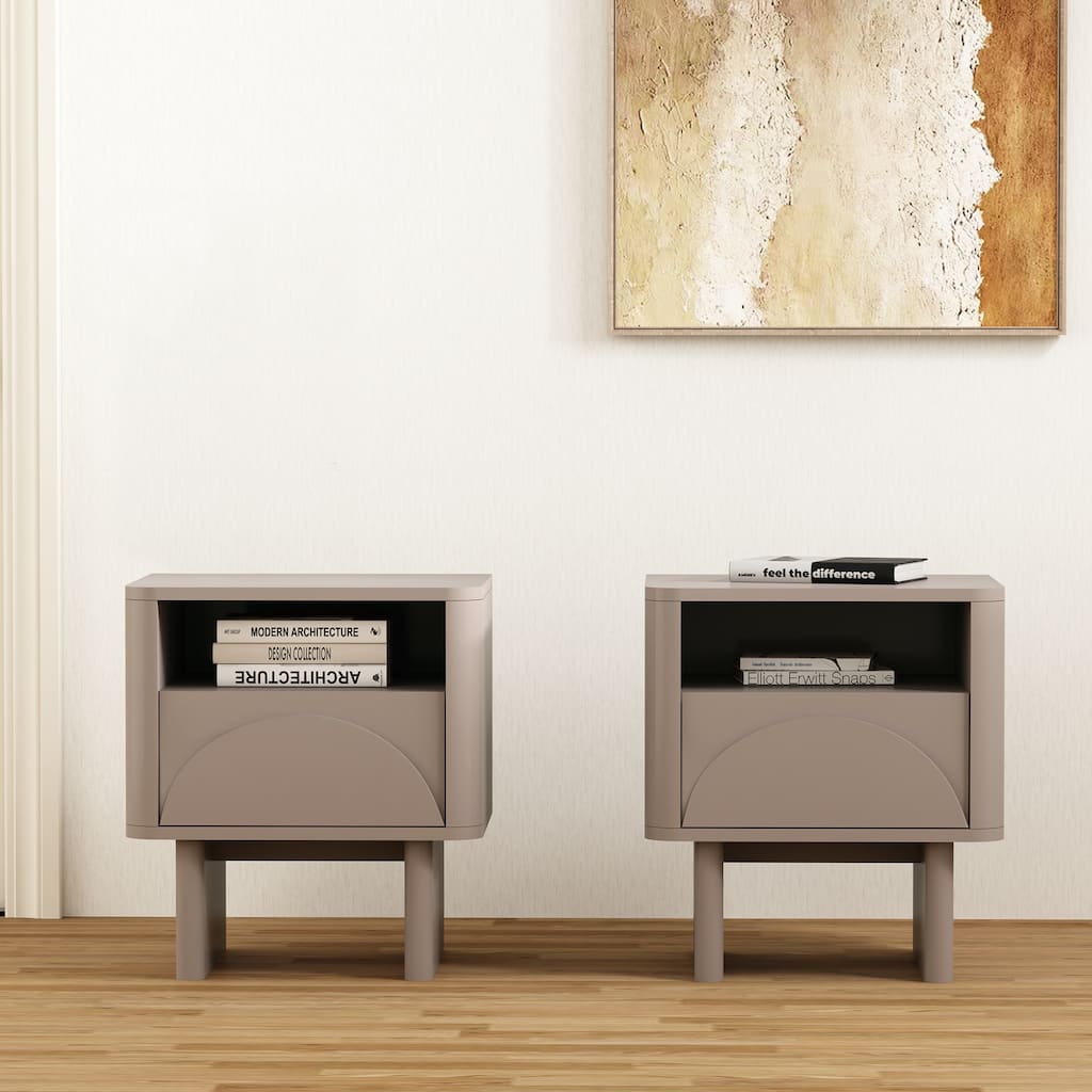 Manhattan Comfort Ella 20" Nightstand (1-Drawer) - Set of 2