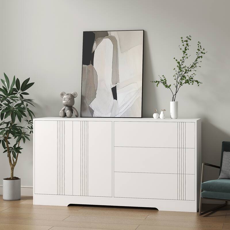 Modern Sideboard Buffet Cabinet with 3 Large Drawers, Living Room Accent Cabinet Entryway Storage Cabinet