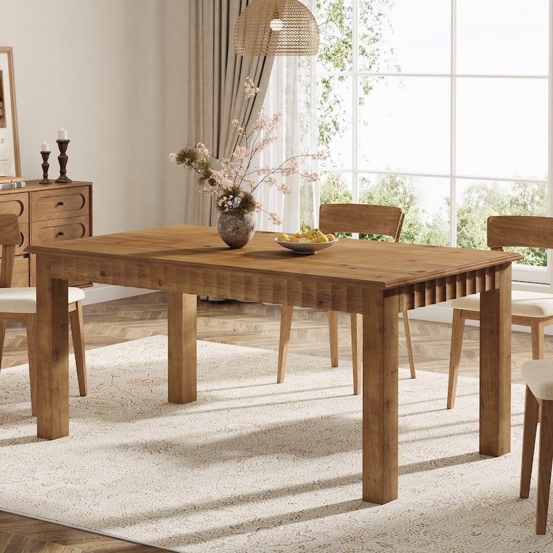 63-Inch Rectangular Solid Wood Dining Table for 4-6People - 62.99" L x 31.5" W x 29.53" H