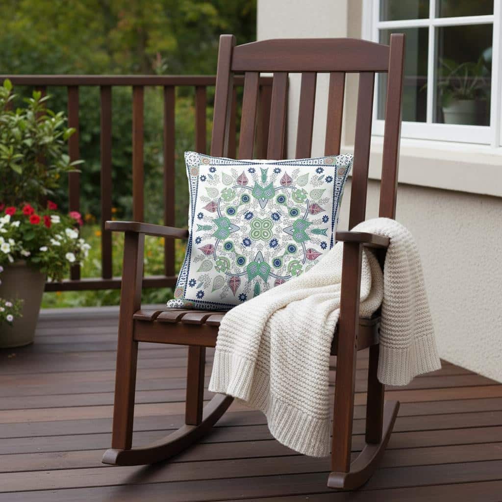 HomeRoots 18" x 18" Off White Blown Seam Floral Indoor Outdoor Throw Pillow - 18.00' X '5.00' X '18.00