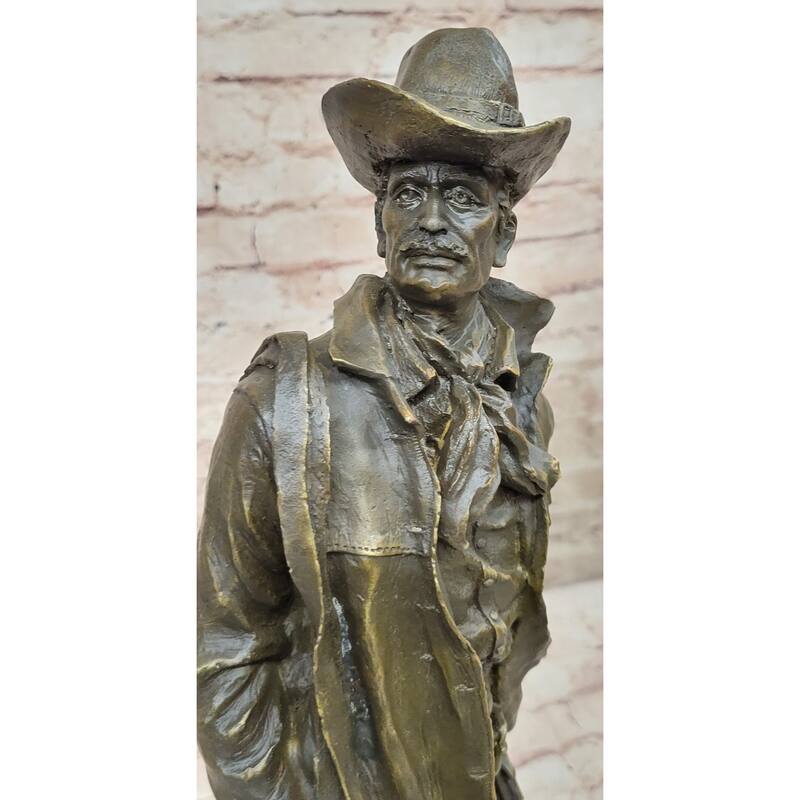 Signed Original Bronze Wyatt Earp Statue Sculpture Western Cowboy 21 Inches X 7 Inches