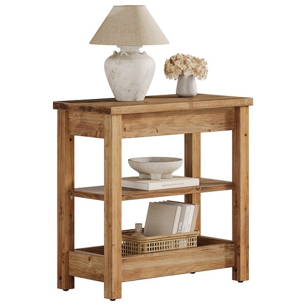 Solid Wood Narrow End Table, Side Table Nightstand with Storage