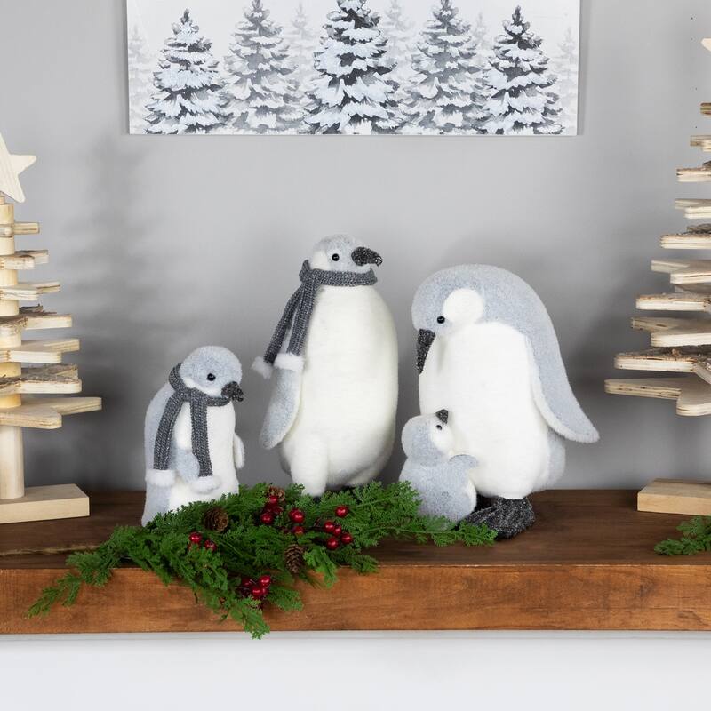 Penguin in Winter Scarf Christmas Figurine - 7.5"