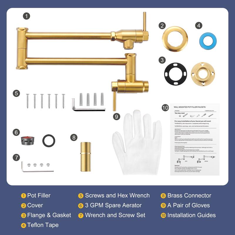 WOWOW Modern Foldable Filling Faucet with Dual-Joint Swivel Arm