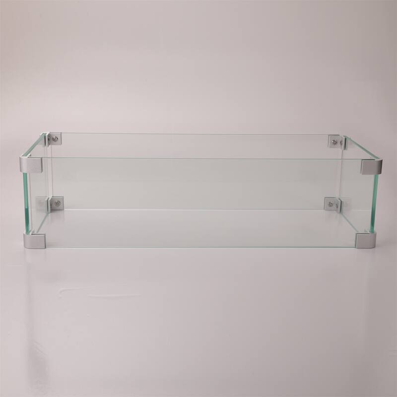 Outdoor Rectangular Glass Wind Guard for Gas Fire Pit