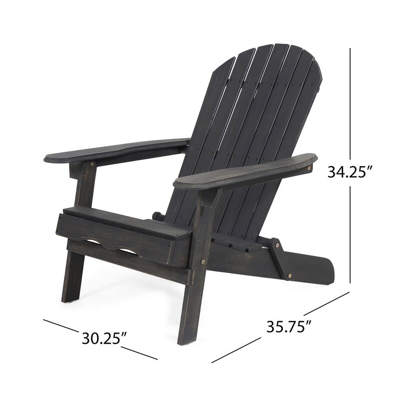 Libo Outdoor Adirondack Chair, Gray Acacia Wood Frame, Slat Panels