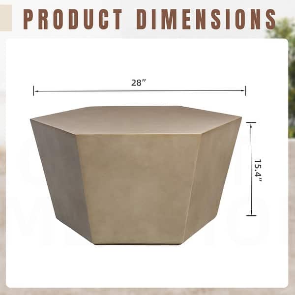 UPHA 28-inch Outdoor Patio Hexagon Magnesium Oxide Furniture Coffee ...